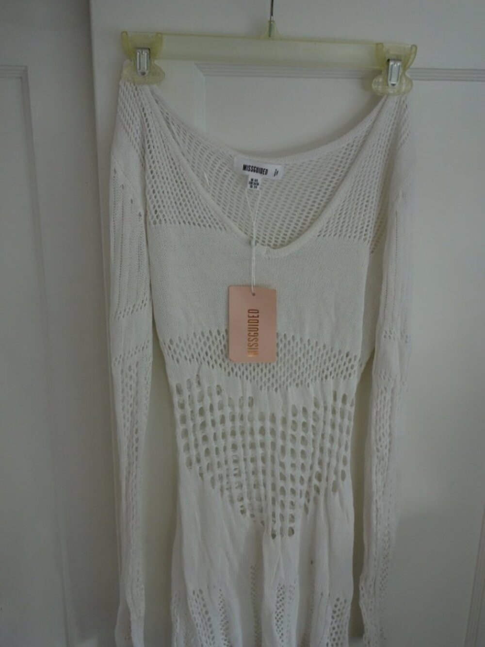 Misguided White Sheer Button Through Cover Up Womens Size 4